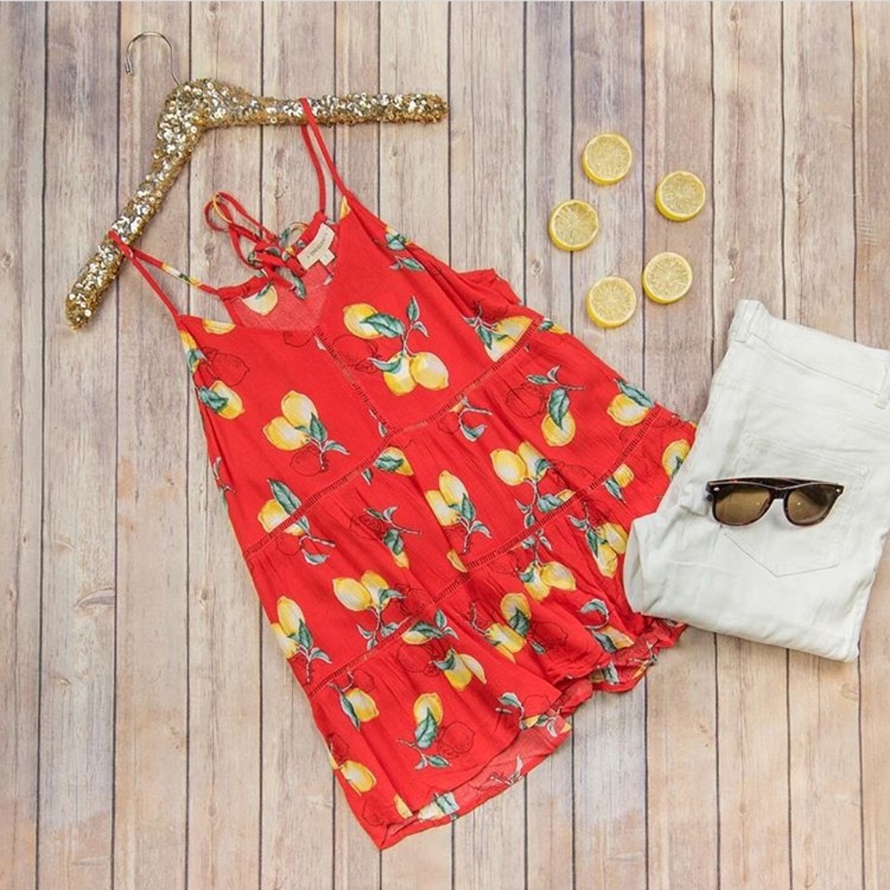 Flaunt Boutique lemon red tank top